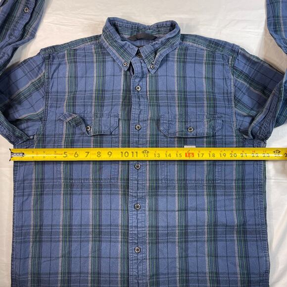 Carhartt Loose Fit Plaid Button Front Shirt Blue Green Cotton Long Sleeve M - Picture 3 of 9